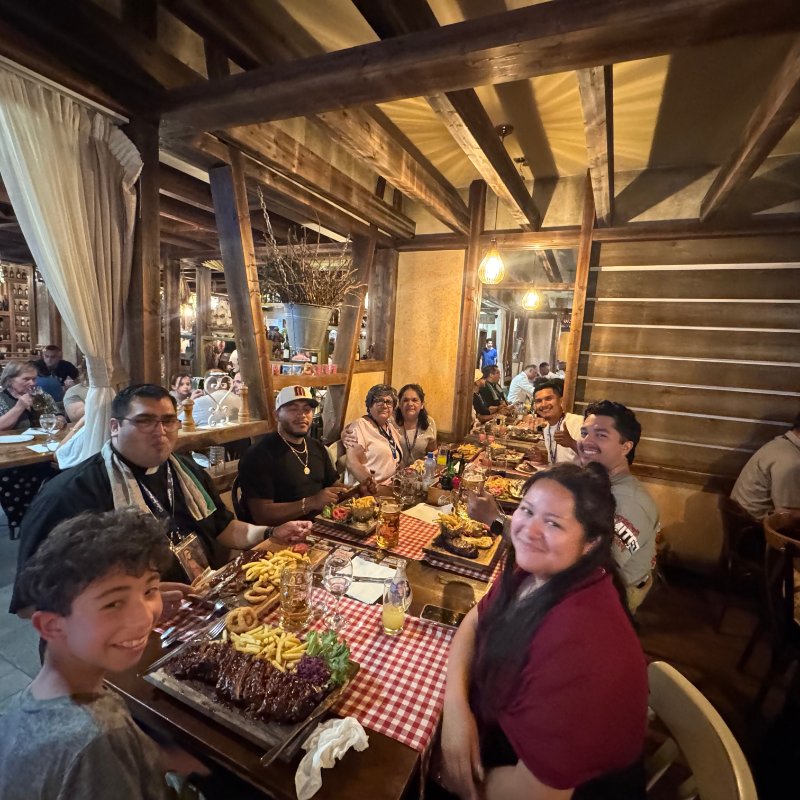 Dinner with pilgrims
